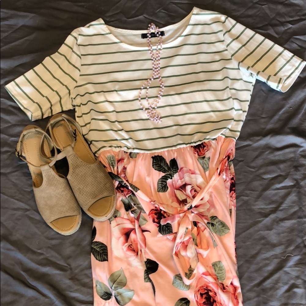 Floral and striped maxi